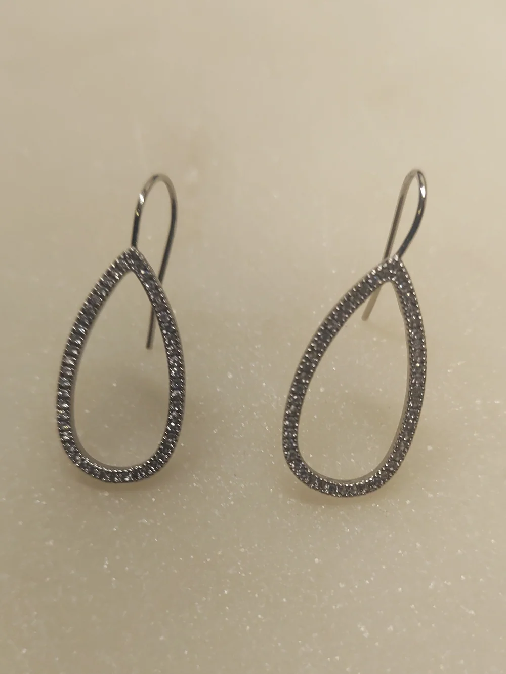 BOGO! NEW! Silver Open Teardrop Pave Crystal French Wire Earrings
